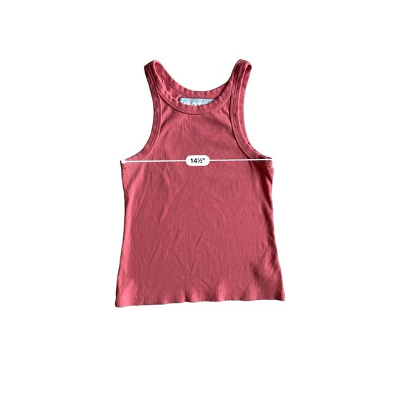 Mother Move It Womens The Chin Ups Tank Size M Coral Ribbed Racer Style Slim Fit - Picture 10 of 13